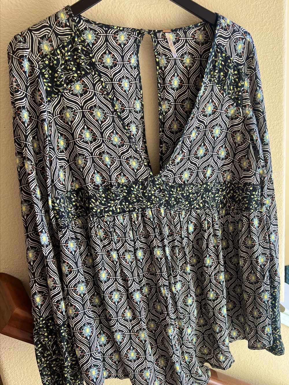 Free People Rolling Hills Open Back Babydoll/Tunic Top Whimsigoth Cottage Boho S